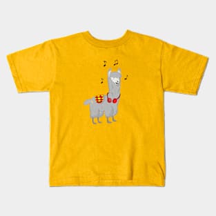 Cute Alpaca Listening to the Music Kids T-Shirt